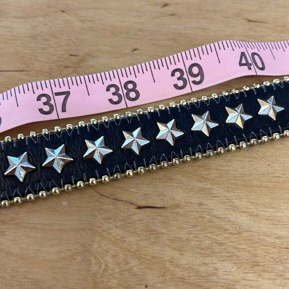 B-low The Belt Womens Leather Star Embellished Adjustable Belt Black Gold Small main image 8